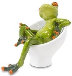 Figurka Żaba ozdoba ceramika w fotelu