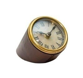 Zegar stojący na biurko w oprawie skórzanej H:12cm
