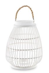 Lampion Biały BOHO Z Rattanu H:44-60 cm