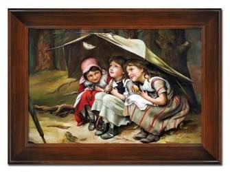 Obraz ręcznie malowany. Płótno w ramie. Joseph Clark "Three little kittens"  85x115cm