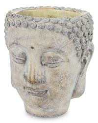 Osłonka wazon rzeźba budda szara ceramika 16x14x14