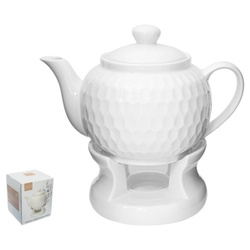 Biały porcelanowy dzbanek z podgrzewaczem 900 ml