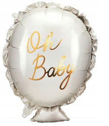 BALON FOLIOWY OH BABY shower BIAŁY ZŁOTY