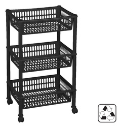 Regał czarny Trolley Jumbo Eco 3-półkowy Organizer