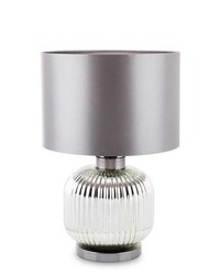 Lampa Z Kloszem metalowa srebrna stołowa H: 47 cm