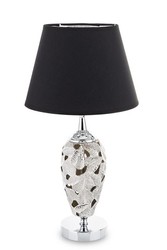 Lampa srebrno-czarna we wzorki ceramika H: 53.5cm
