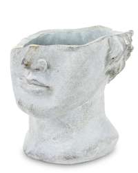 Osłonka doniczka twarz szara ceramika  19x20x18,5