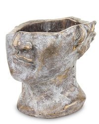 Osłonka doniczka twarz szara ceramika 19x20x18,5