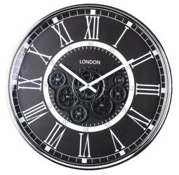 Zegar wiszący metal szkło 54 cm czarny