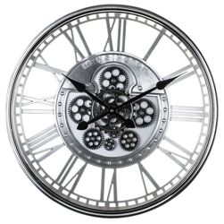 Zegar wiszący metal szkło srebrny 54 cm